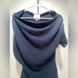 Reformation Iris Knit Drape Neck Top-Midnight Navy